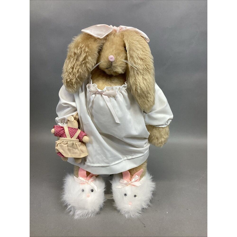 The Hen In The Holly Decorative Plush Rabbit On Stand - 1986